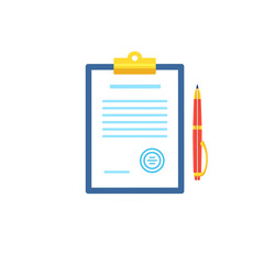 Clipboard with document icon in flat style.