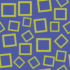 Yellow Frames Isolated on Blue Background. Seamless Pattern