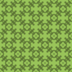Decorative Retro Seamless Pattern. Ornamental Green Background