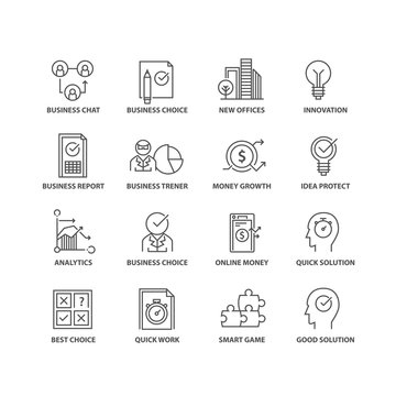 Thin line flat business isolated black icons