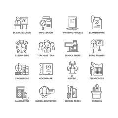 Thin line flat document education black icons