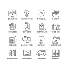 Thin line flat document education black icons