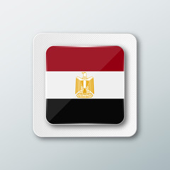 Square button with the national flag of Egypt with the reflection of light. Icon with the main symbol of the country.