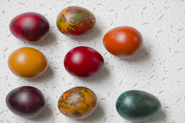 Colorful Easter eggs on white background