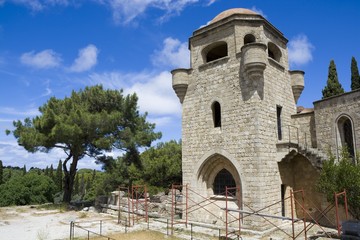 Fototapeta na wymiar Filerimos Monastery in Rhodes Island built by the Knights of Saint John, Greece