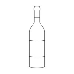 Bottle of red wine icon in outline style isolated on white background. Wine production symbol stock vector illustration.