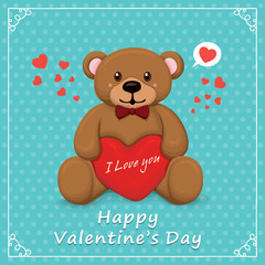 Vintage Valentines Day poster design with bear