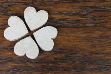 Wooden hearts in detail