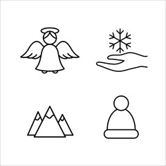 winter cold snow line icons set