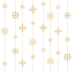 Gold snowflakes seamless pattern. Vector illustration.