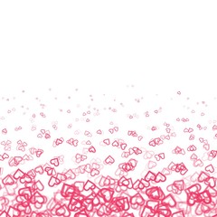 Falling random linear hearts. Background from different red hear
