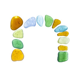 sea glass peices on white