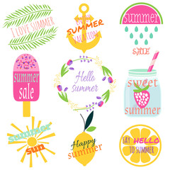 Naklejka premium Summer labels set. Vector illustration.