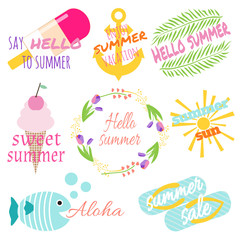 Summer labels set. Vector illustration. - 136041189