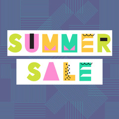 Summer sale banner template. Vector illustration.