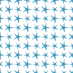 Starfish watercolor seamless pattern.