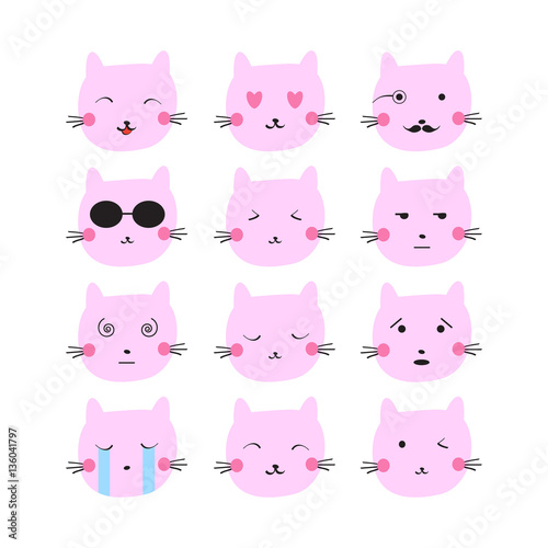 "Pink cat emoji." Imagens e vetores de stock Royalty Free no Fotolia