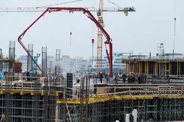 construction the foundation of a large building