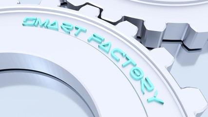 Obraz premium Two silver metal gears smart factory industry 4 concept