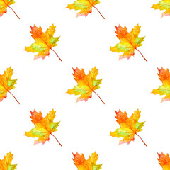 Watercolor autumn seamless pattern.