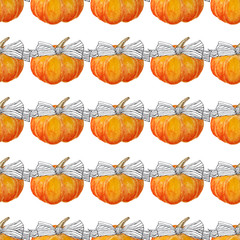 Watercolor autumn seamless pattern.
