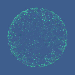 Sphere with Connected Lines and Dots. Globe Grid. Networks.