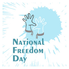 National Freedom Day. Freedom for all Americans. Peace background. Peace illustration. Background with prisoner. Background with prison bars. Illustration of hands in handcuffs