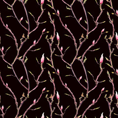Seamless Pattern with Blooming Tree Branches