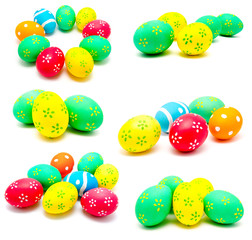 Collection of photos perfect colorful handmade easter eggs