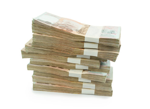 Thai banknote 1000 baht on white background  for business , bank