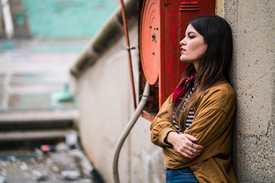 Teenager posing in an abandoned place