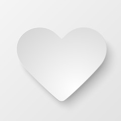 Heart with paper effect on white background