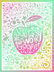 Illustration Of Apple And Hand Drawn Lettering.