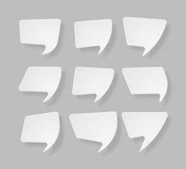 Set of white paper speech bubbles