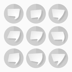Set of white paper speech bubbles