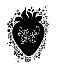 Illustration Of Strawberry Silhouette And Pattern.