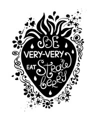 Illustration Of Strawberry And Hand Drawn Lettering.