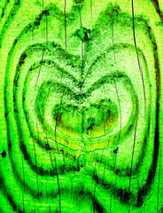 Bright green wooden texture as hearts with black lines