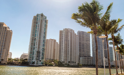 Fototapeta na wymiar Buildings of Brickell Key, Miami - FL