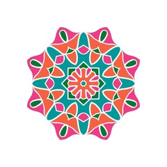 Kaleidoscope big bud. Oriental pattern illustration. Flower background