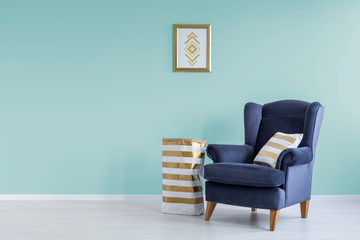 Room with mint wall