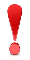 Exclamation mark exclamation point red 3d isolated exclamation sign exclamation symbol icon warning sign