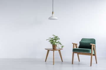 Fototapeta na wymiar White room with green armchair