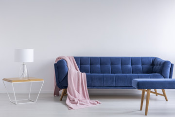 Interior with blue sofa