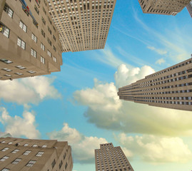 Fototapety  Widok w górę budynków biurowych i drapaczy chmur na Manhattanie