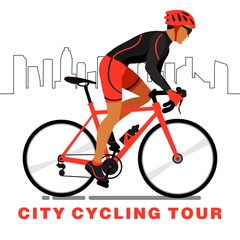 Naklejka premium Bike rider, city cycling tour