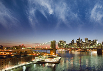 Stunning Colors of Sunset over Brooklyn Bridge