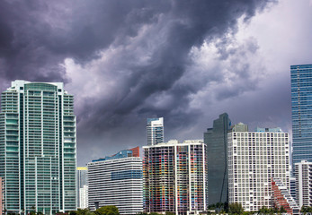 Cloudy Sky over Miami Skyscrapers, Florida