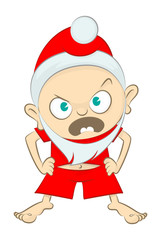 Angry Little Santa Claus. Vector Illustration Of A Angry Little Kid Dressed Like Santa Claus
