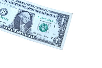 Dallar bank note on isolated white background.